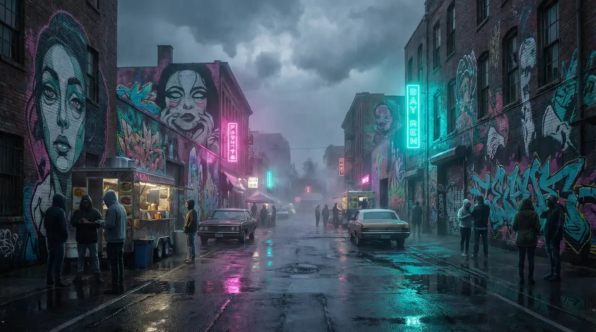 性感美女写真 - 雨夜壁画街